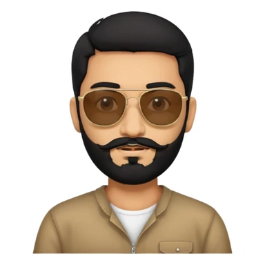 Indian man with  black hair and beard and black sunglasses sticker