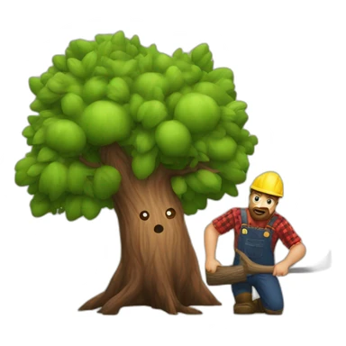 A tree attacking a lumberjack  sticker
