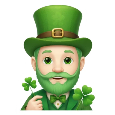 cute funny leprechaun green beard holding a 4 leaf clover sticker