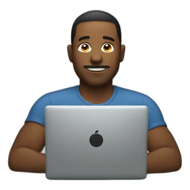 man sitting in front of laptop sticker