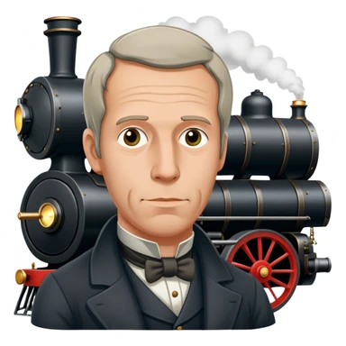 Richard Trevithick with a steam engine sticker