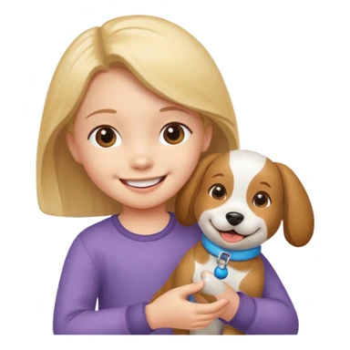 child with dog toy sticker