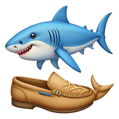 Emoji de un tiburón con pies y calzados azules sticker