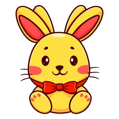 Golden bunny with red ribbon  sticker