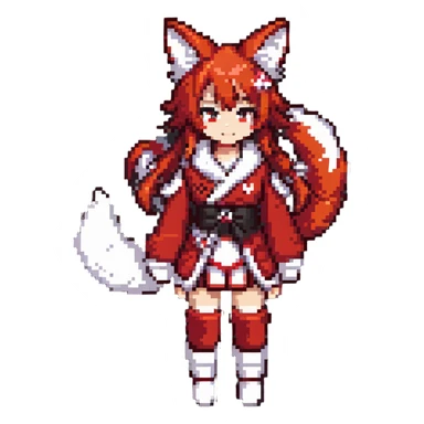 Azur Lane Akagi kitsune girl with red and white outfit and multiple fox tails sticker