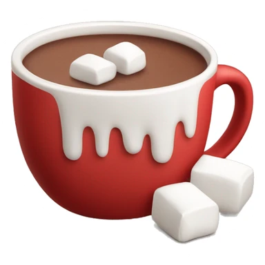 red mug of hot chocolate with marshmallows sticker