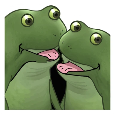 two emojis with one licking the other sticker