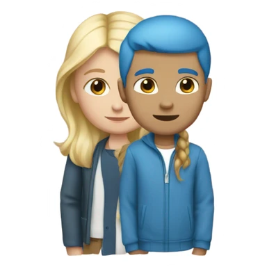Girl with brown hair with a boy with blonde hair and blue eyes  sticker