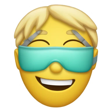 Emojis qui pleur mais qui fait semblant de rire avec un masque devant lui  sticker