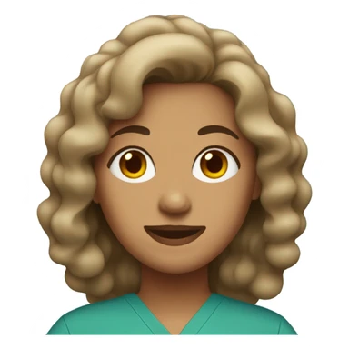 tan woman with wavy hair in scrubs sticker