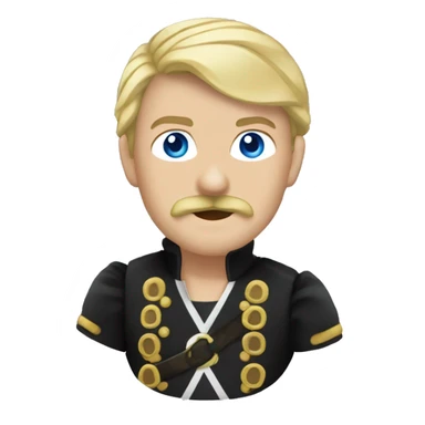 Black sash Male pirate black captain  black moustache blue eyes short blond hair  sticker