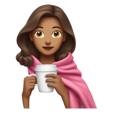 Brunette Drinking coffee wrapped in pink blanket sticker