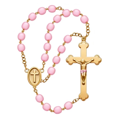 Light pink with gold cross rosary  sticker