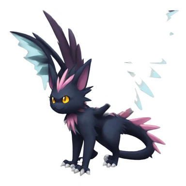 Edgy Cool Fluffy Spiky Winged Dark type Shadow type Nargacuga-Noivern-Pokémon-fusion-cat Full Body sticker