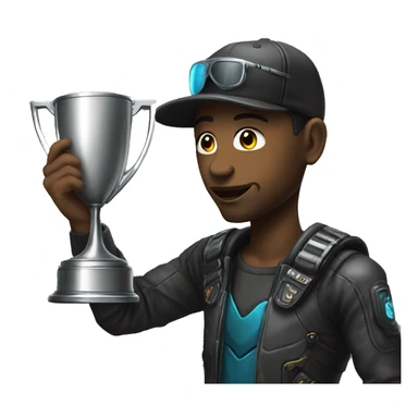 winner with cup cyberpunk sticker