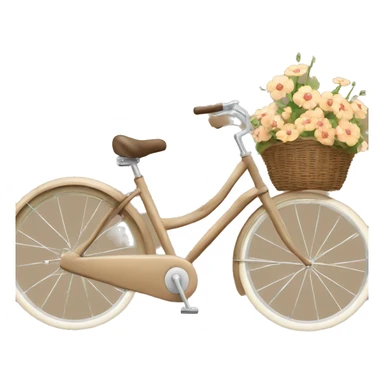 vintage light brown bike with flowers in basket sticker