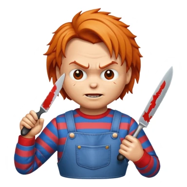Un emojin de chuky effrayant avec un couteau à la main  sticker