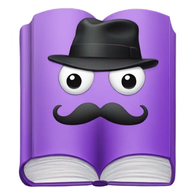 Purple book with mustache  sticker