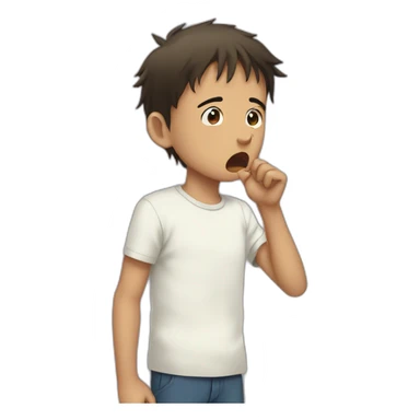 Side perspective, Loud Coughing kid, anime sticker