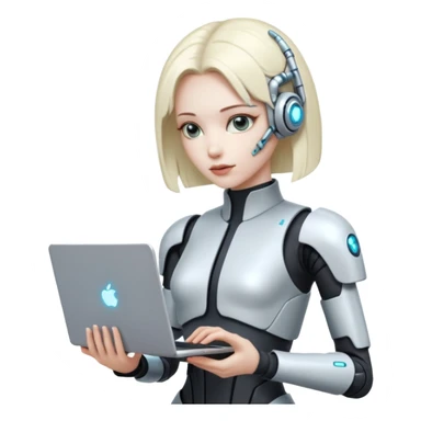 cyber punk holding laptop sticker