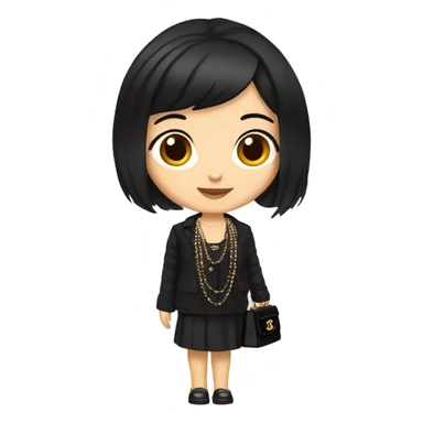Dark hair Chanel Asian Girl with Birkin bag and Chanel necklace sticker