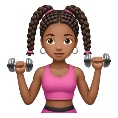 Black Girl with braids and dumbells  sticker