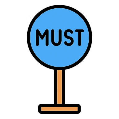 the road sign with the word must sticker