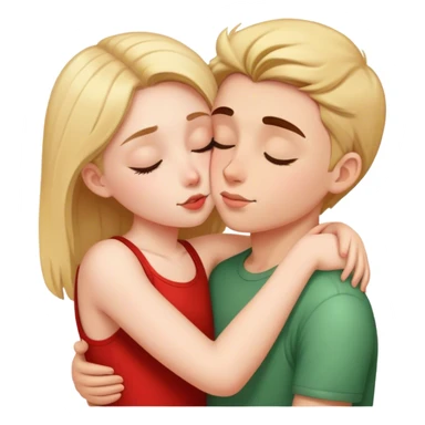 Girl hugging boy kissing forehead sticker