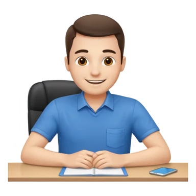 happy employee sitting at a desk sticker