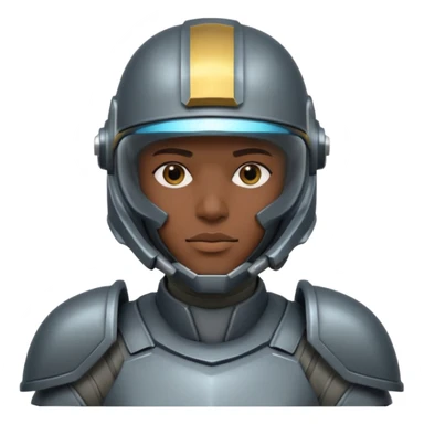 futuristic armored soldier human portrait, head and shoulders only, dark skin, strong jawline, helmet visor, sci-fi armor details, 3D cartoon, mobile game icon style, clean background, no text, no watermark
 sticker