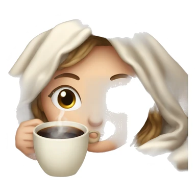 White Girl inside a blanket sipping coffee eyes closed sticker