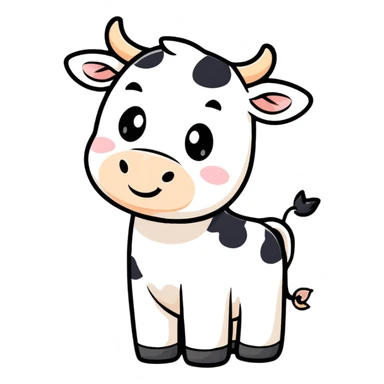 White cow with adorable expression, cute face that makes you say awww sticker