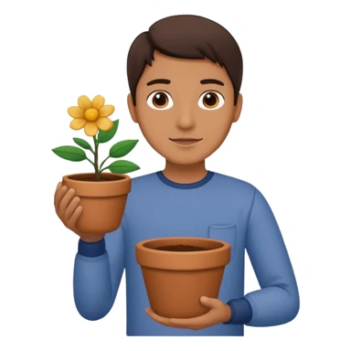 man holding a flower pot sticker