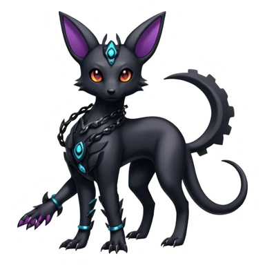 Shiny Dark Edgy Majestic Sophisticated Modern Gothic Gloomy Futuristic Cyber-Salandit-Umbreon-Delcatty-Hybrid (Full body) sticker