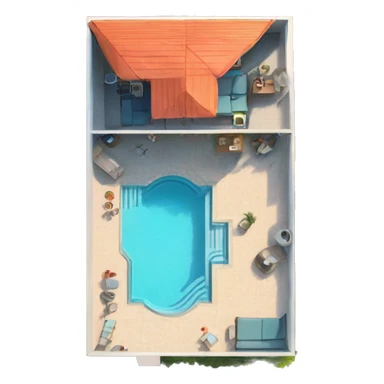 a drone top down shot of an airbnb appartement sticker