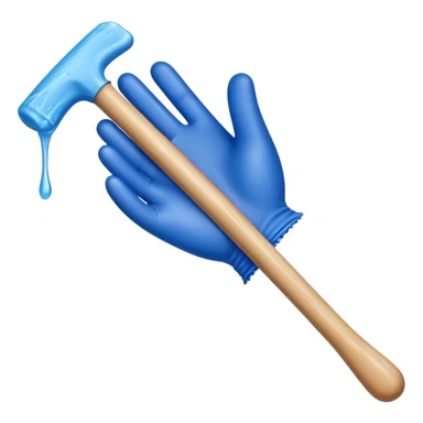 a waxing stick being held with a blue glove and wax dripping off the stick sticker