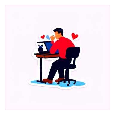 Work at a desk in love sticker