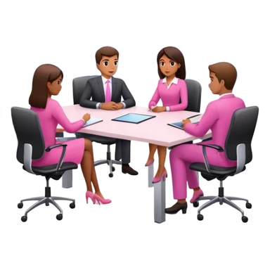 people in pink SPAM office setting having a SPAMGAGE meeting landscape  sticker