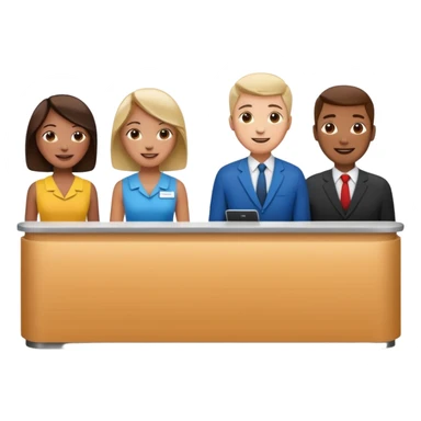 some people standing at near hotel reception sticker