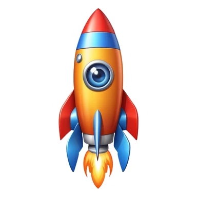 A colorful rocket with big adorable eyes and no mouth sticker