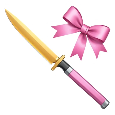 a knife with a pink ribbon bow sticker