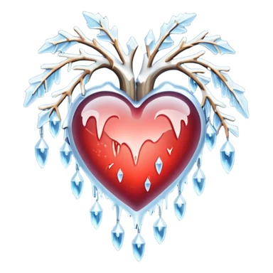 heart with winter icicles sticker