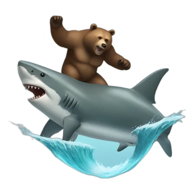 Grizzly bear riding a shark sticker