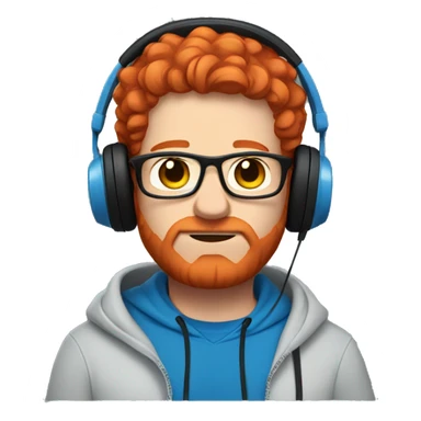 Big big guy red hair blue hoodie and black headphones sticker