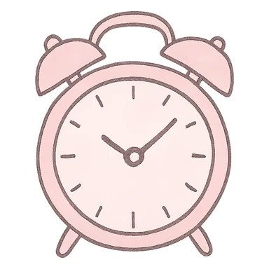 Japanese hand-drawn style, pink theme, soft and cute clock icon, transparent background, for mobile home screen sticker