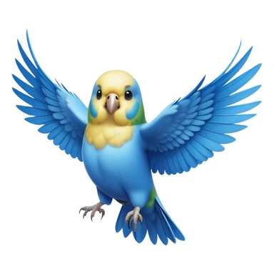 cinematic-[budgie]-realistic-full-body-perched-emoji,-wings-out-flying,-head-tilted-dramatically,-sleek-[blue]-feathers,-simplified-yet-realistic-focused-features,-highly-detailed,-glowing-with-an-almost-sarcastic-glow sticker