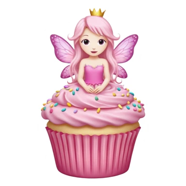pink fairy sitting on a pink cupcake sticker
