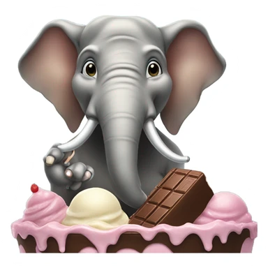 mustache ￼elephant with a monocle eating chocolate ice cream with a moustache  sticker