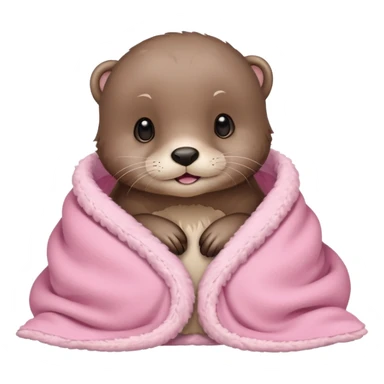 Cute cozy otter in baby pink blanket  sticker