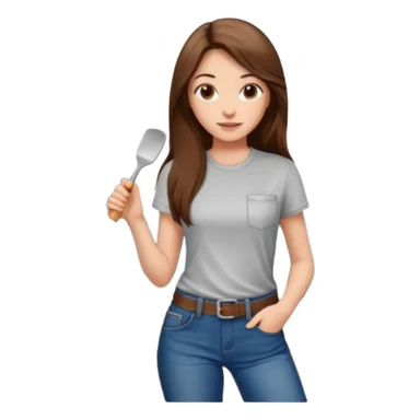 beautiful girl with long brown hair renovating her kitchen sticker